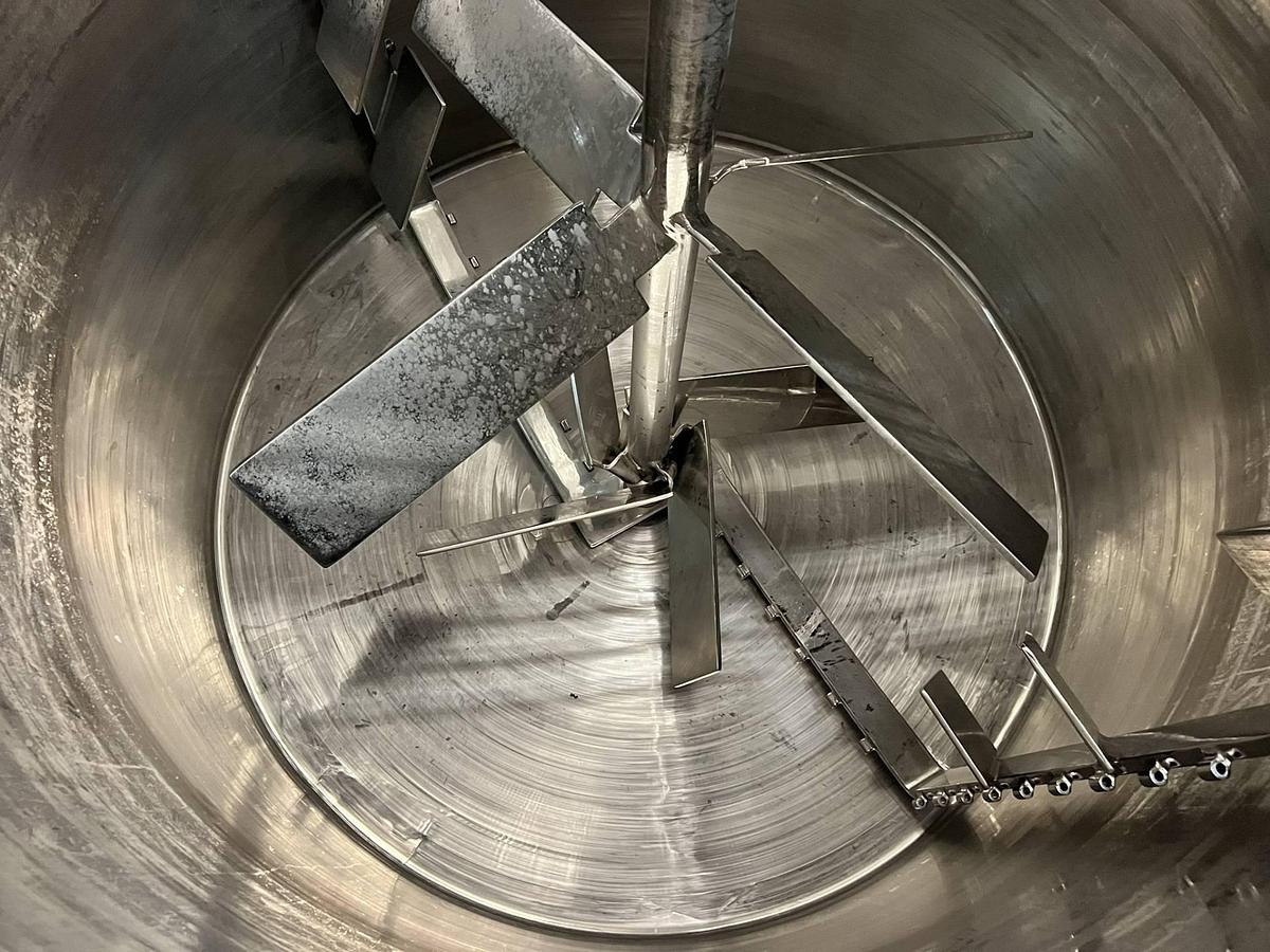 Used 1,000 Gallon Lee SS Double Motion Jacketed Kettle, 100 PSI