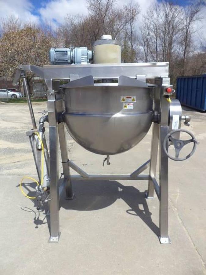 Used 100 Gallon Hamilton/Trinity Industries Stainless Steel Jacketed Double Motion Kettle, Tilt Discharge