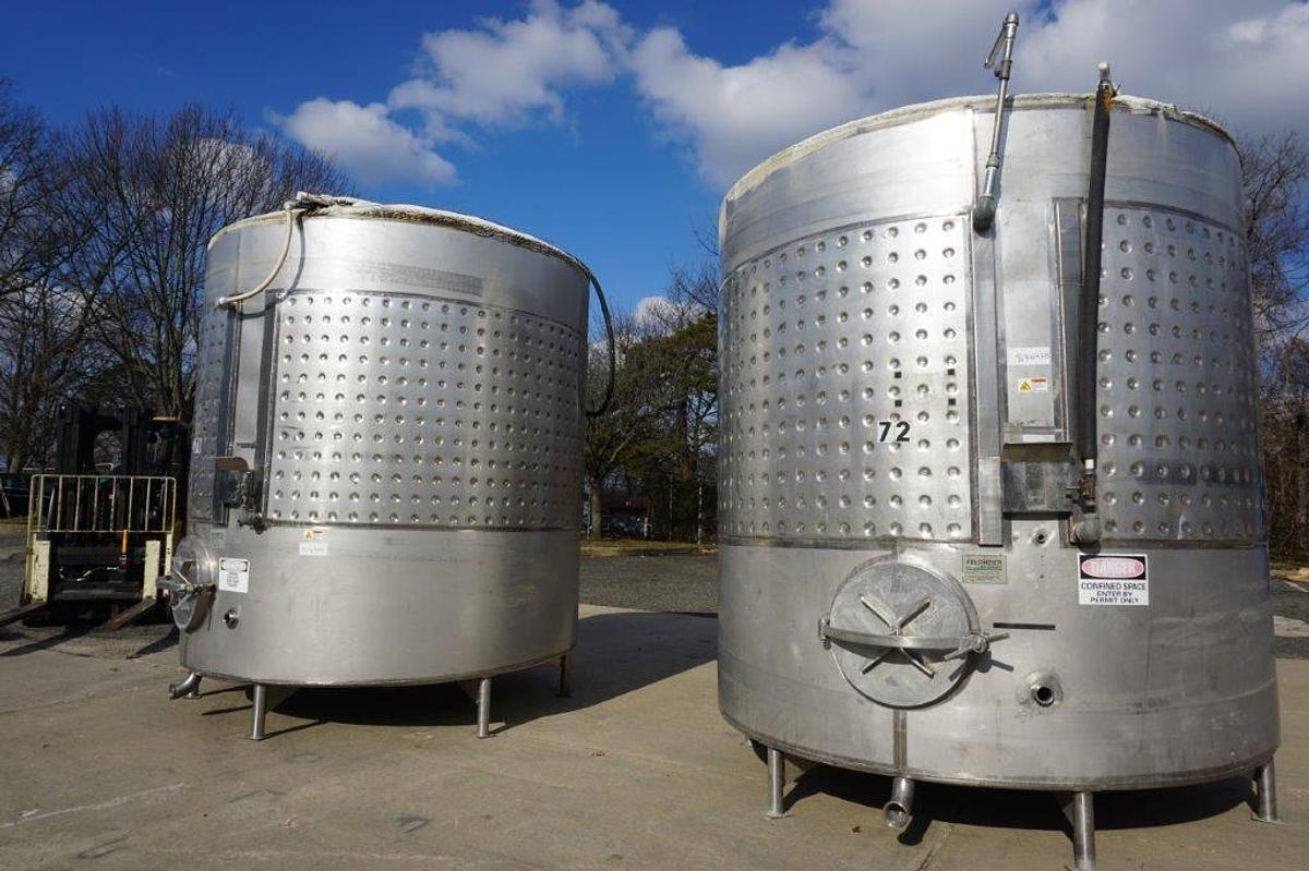 Used Feldmeier 3,000 Gallon Stainless Jacketed Vertical Tank, Wine Use