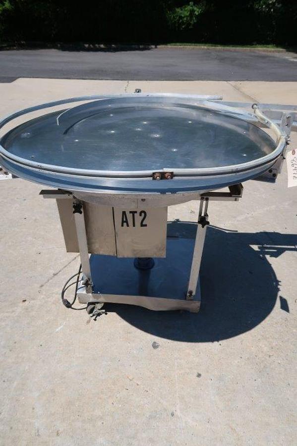 Used 42 In. Diameter Stainless Steel Rotary Unscrambling/Accumulating Table, Single Phase