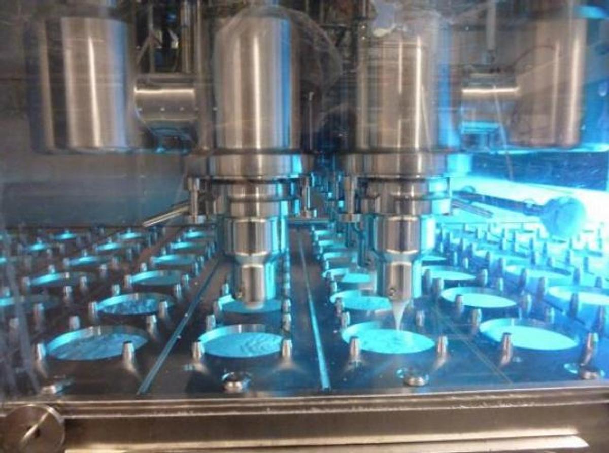 Used Osgood 6 lane “Ultraclean” yogurt cup filler, 360 cups per minute