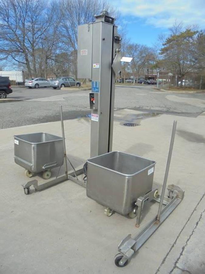 Used Reiser Column Lifter/Cart Dumper, Stainless Steel