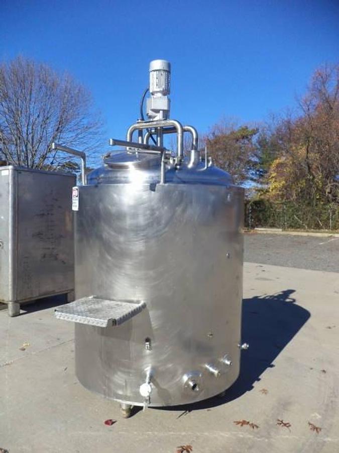 Used 300 Gallon Stainless Steel Jacketed Mix Tank, Sweep Agitator
