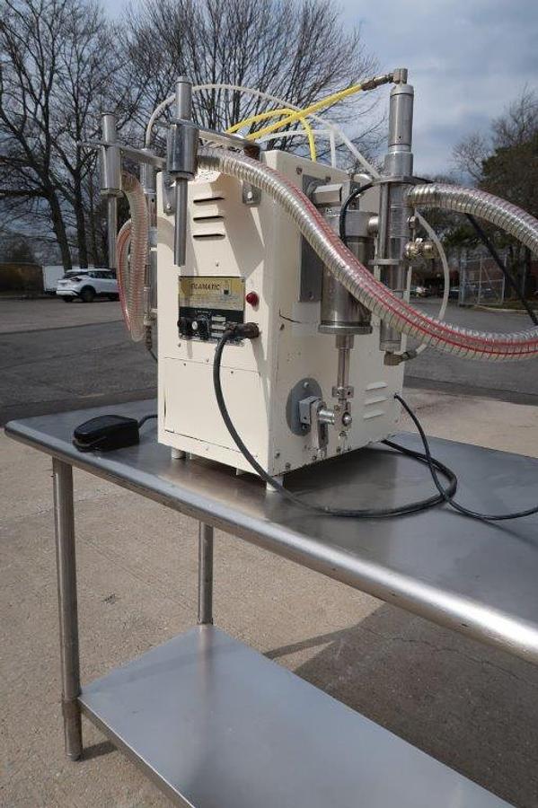 Used Filamatic DAB-8 Tabletop Two Head Piston Filler, 260cc