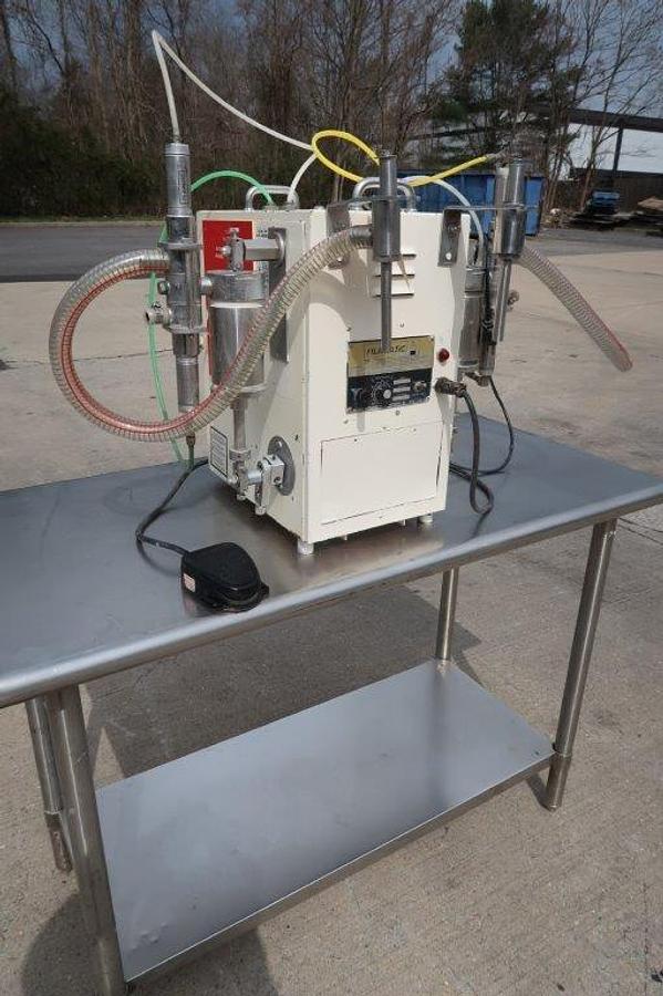 Used Filamatic DAB-8 Tabletop Two Head Piston Filler, 260cc