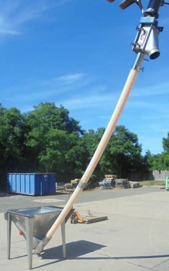 Used Flexicon 4 In. Diameter Flexible Screw Conveyor With Hopper Prebreaker