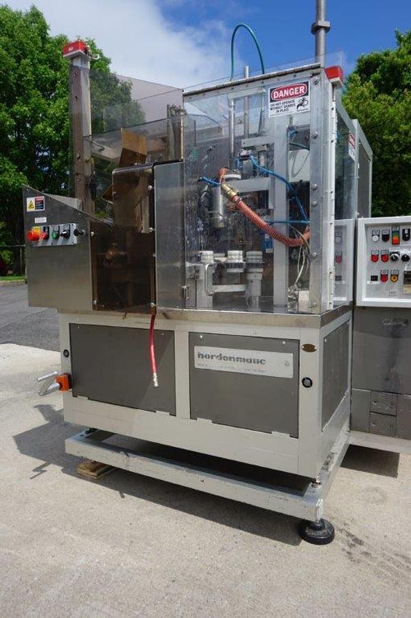 Used Nordenmatic 400 Hot Air Tube Filling and Sealing Machine, 40 Tubes/Minute