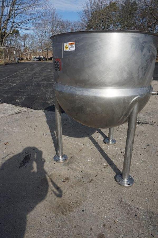 Used 80 Gallon Lee 316 Stainless Steel Hemispherical Kettle, 45 psi Jacket