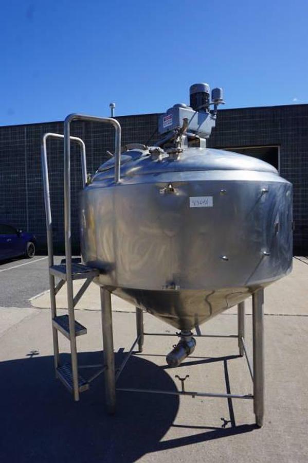 Used 500 Gallon St. Regis/CP Stainless Jacketed Scraped Surface Kettle, Cone Bottom