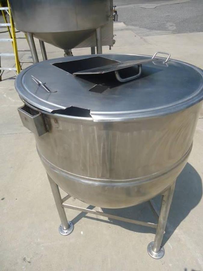 Used 100 Gallon Groen Stainless Steel  Hemispherical Kettle, 45 Psi Jacket