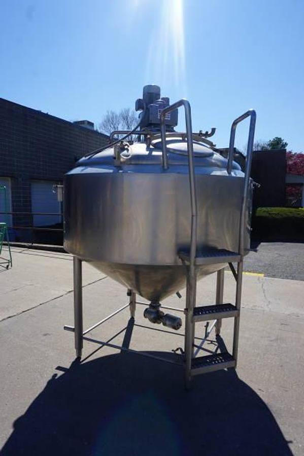 Used 500 Gallon St. Regis/CP Stainless Jacketed Scraped Surface Kettle, Cone Bottom