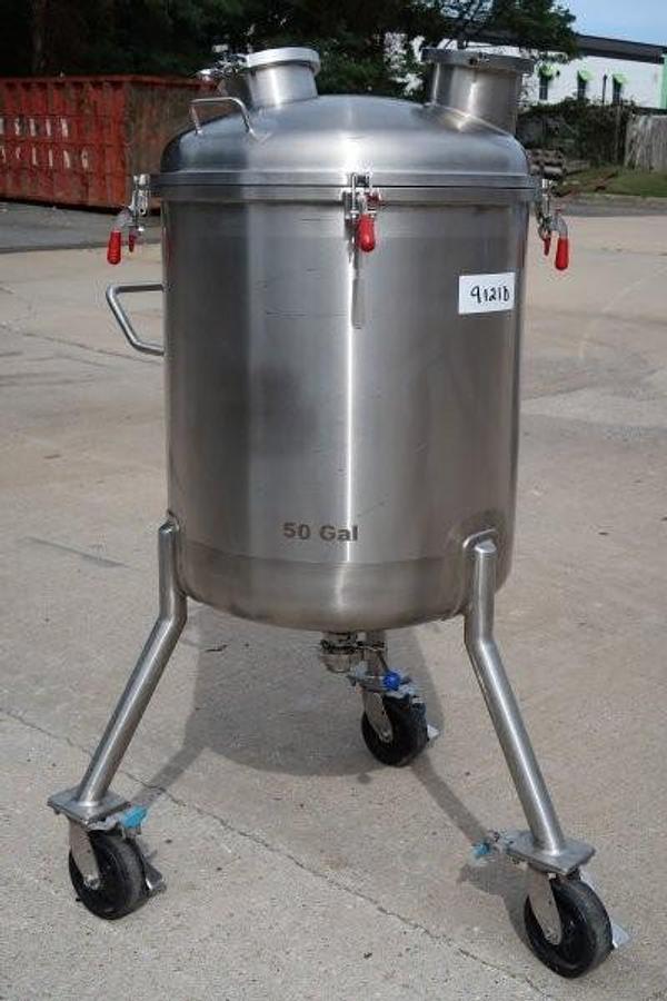 Used Walker 50 Gallon 316L Stainless Steel Jacketed Mix Tank