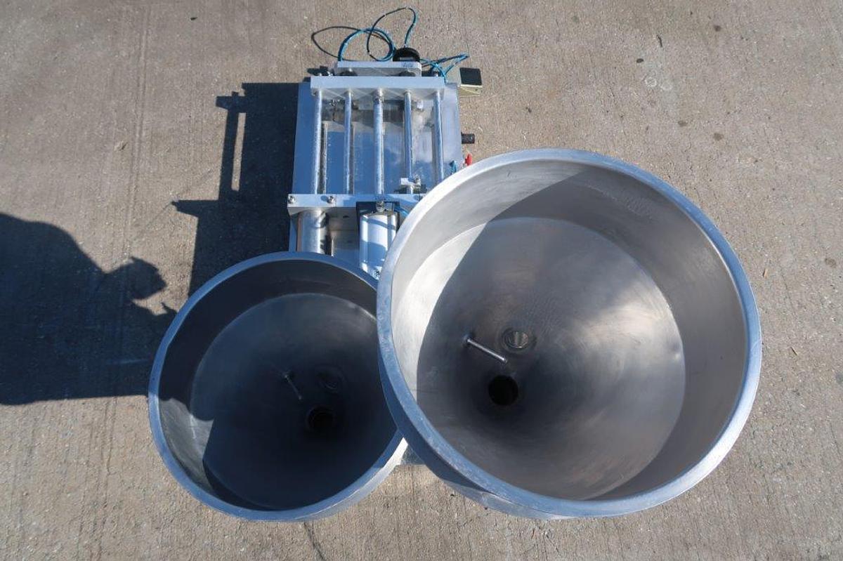 Used Dual Head Tabletop Piston Filler, 3 In. Wide X 15 In. Long Pistons