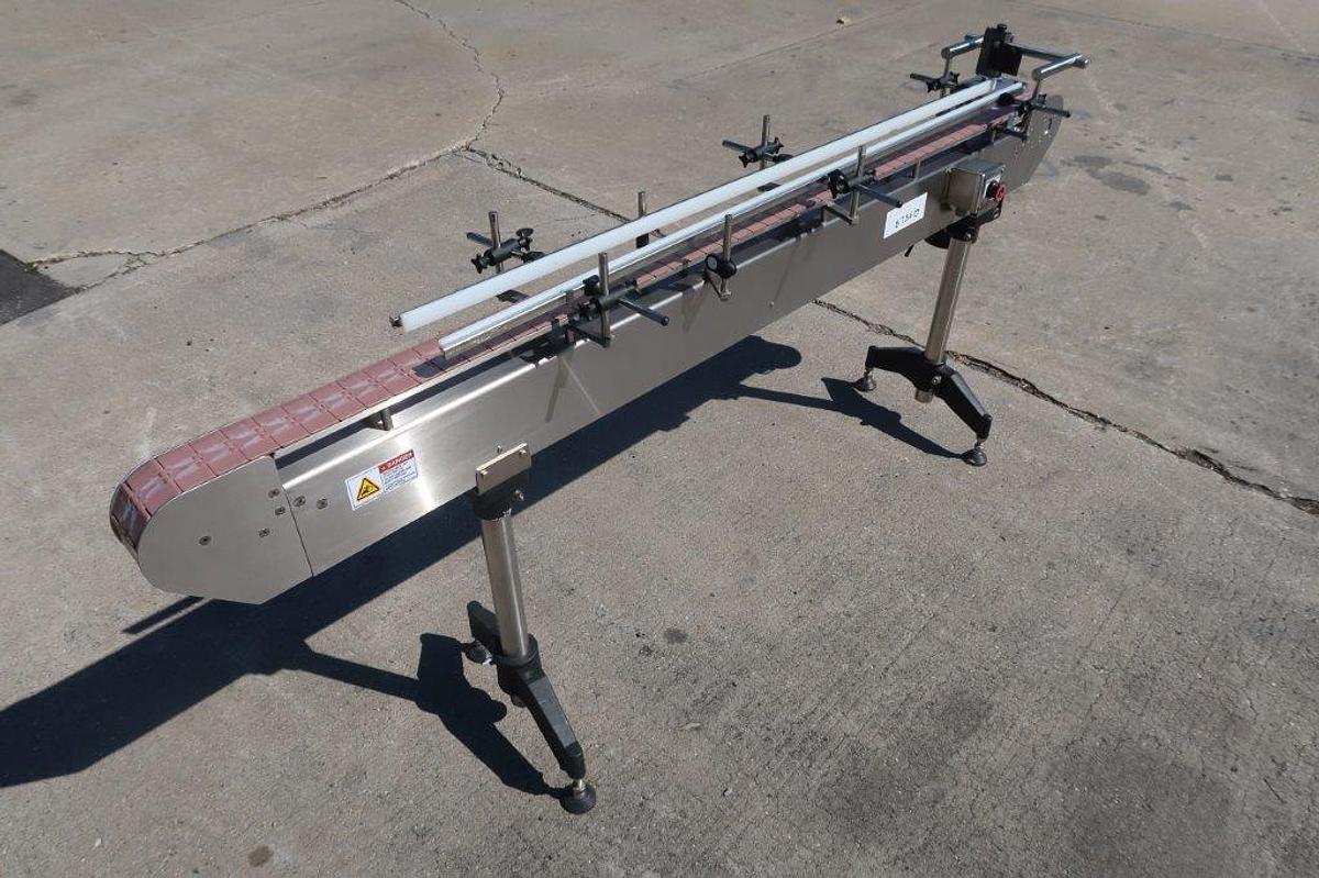 Used 84 In. Long SS Motorized Bottle Conveyor