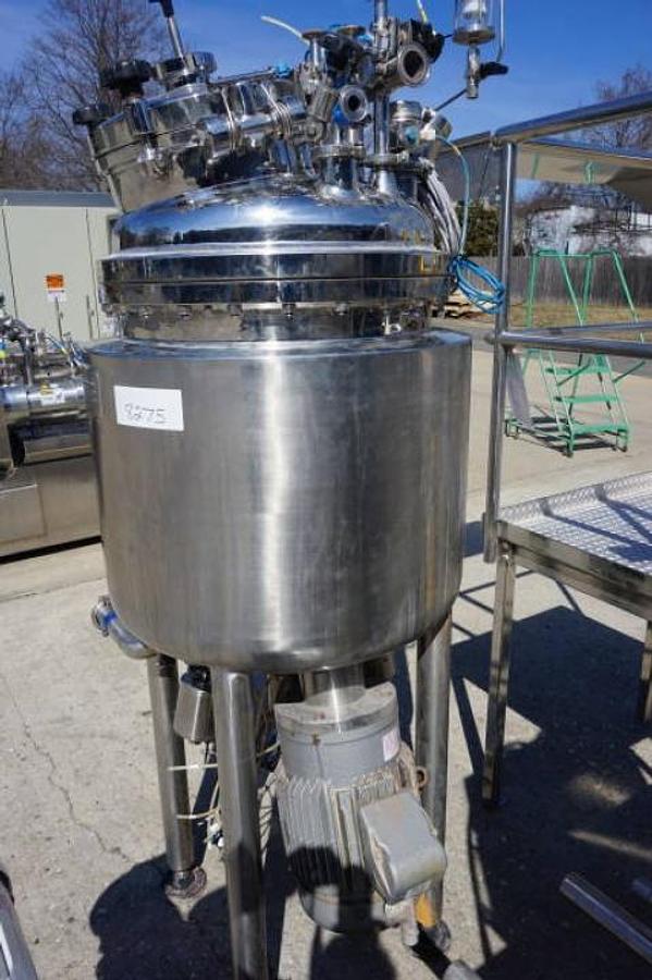 Used Krieger 125 Liter 316 Stainless Steel Jacketed Pressure Vessel, Bottom Entering Homogenizer