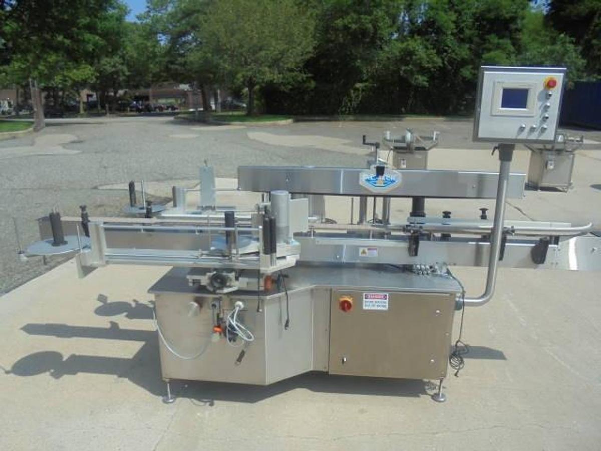 Used DL Tech Automatic Front & Back Labeler, Stainless Steel Cabinetry