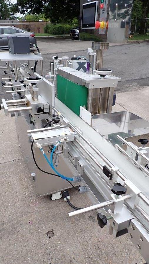 Used Sky Machines Auto Pressure Sensitive Labeler, with Markem Coder