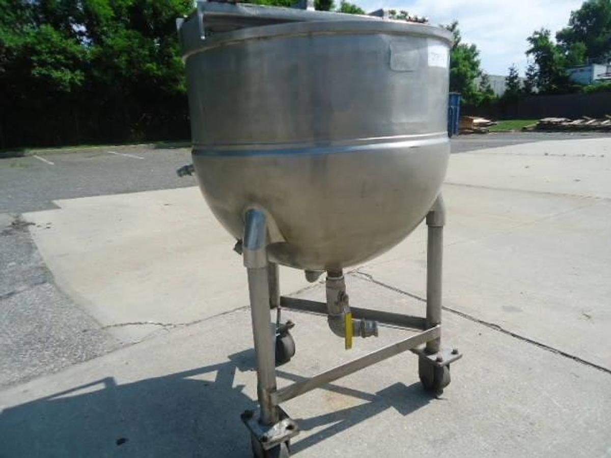 Used 100 Gallon Groen Stainless Hemispherical Kettle, 40 Psi Jacket