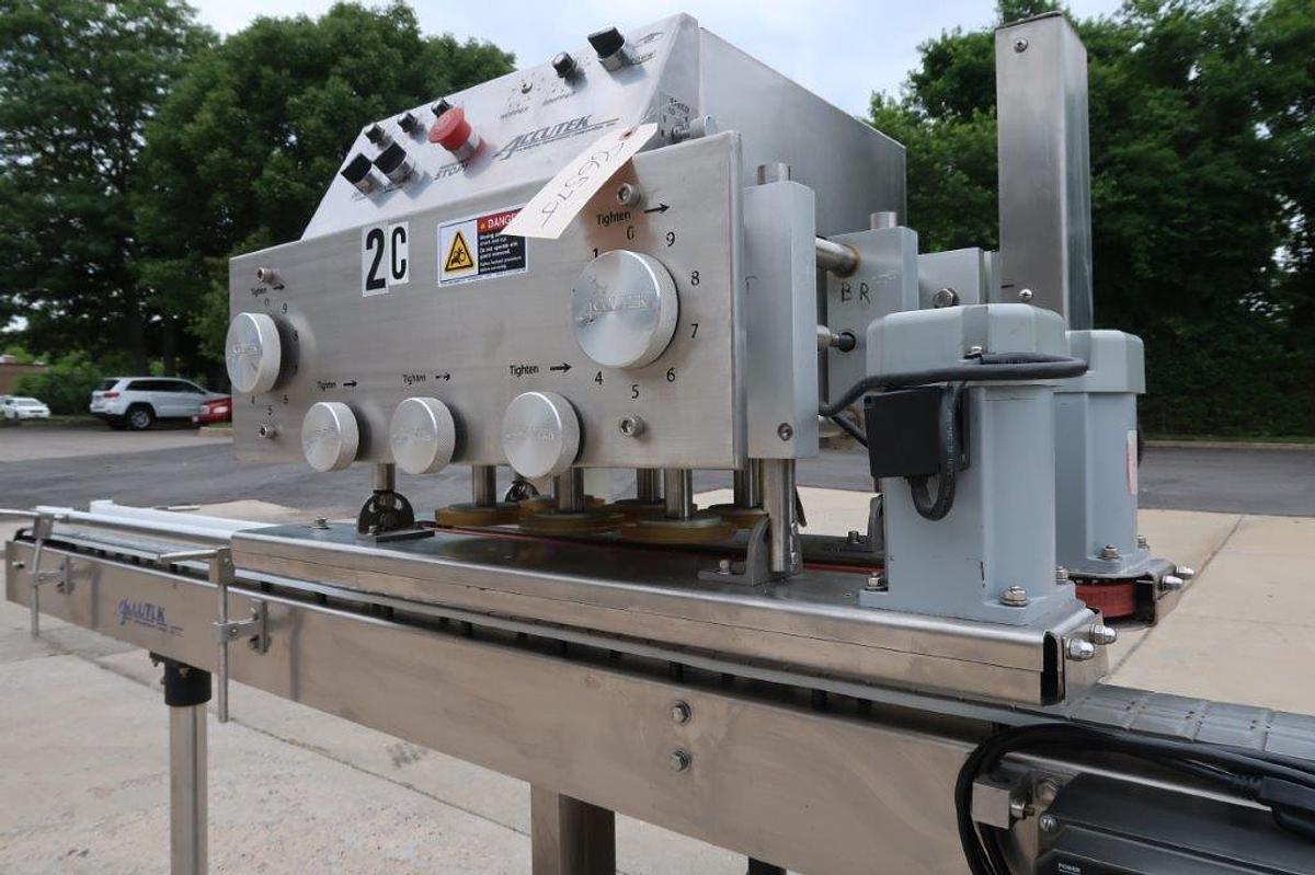 Used Accutek Six (6) Spindle Cap Portable Tightener/Retorquer, Single Phase Electrics
