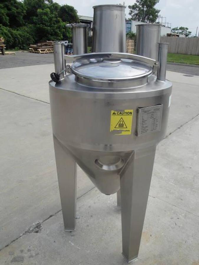 Used 50 Gallon Regev 304l Ss Cone Bottom “Flash” Tank