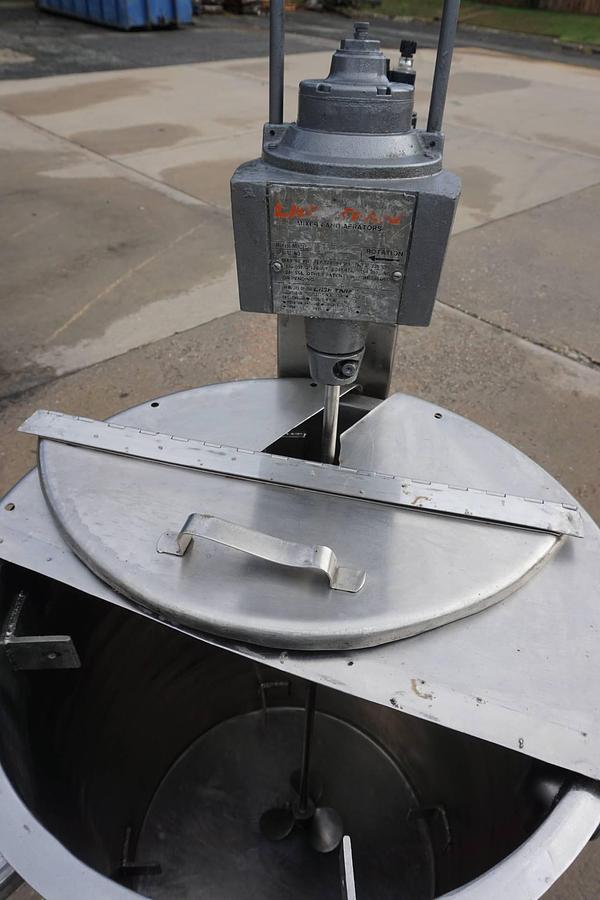 Used 55 Gallon Utensco SS Vertical Jacketed Mix Tank, Air Operated Mixer