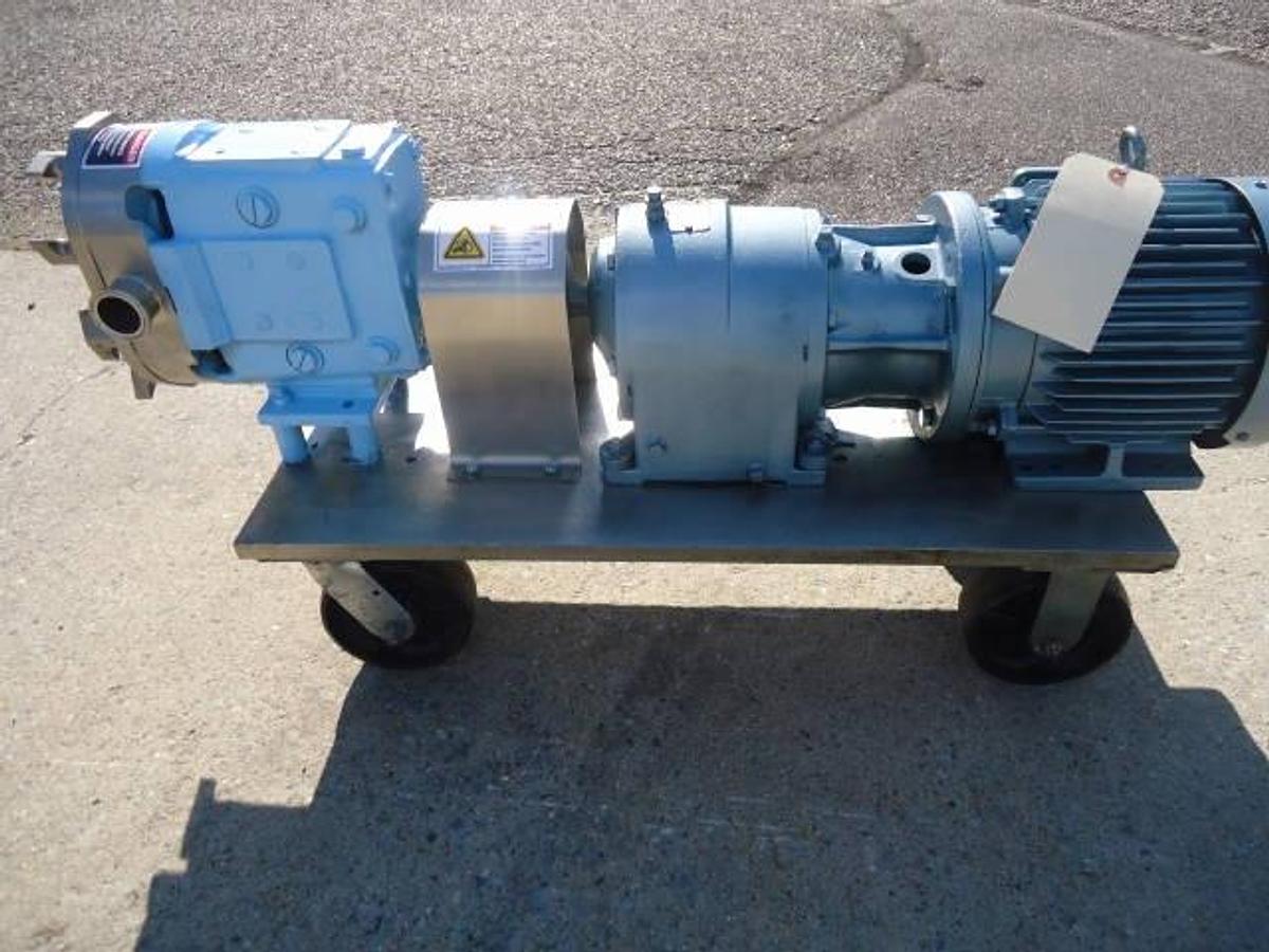 Used Waukesha 30 Stainless Positive Displacement Pump, Stainless Portable Base