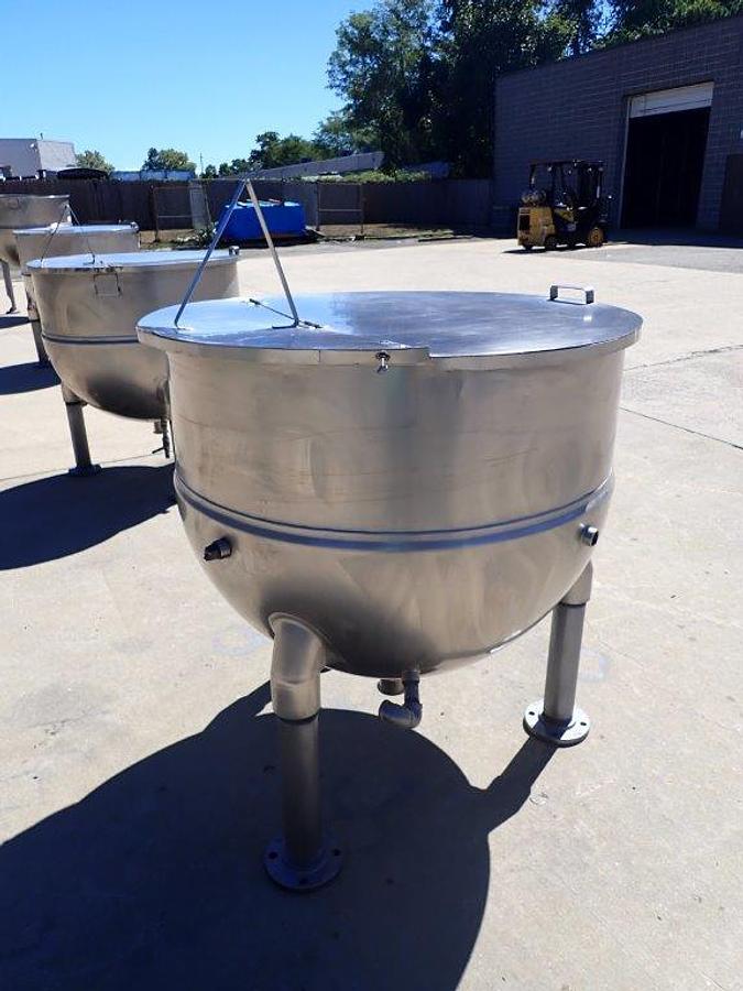 Used 150 Gallon Groen Stainless Steel Hemispherical Jacketed Kettle, 3 In. Tri-Clamp Discharge