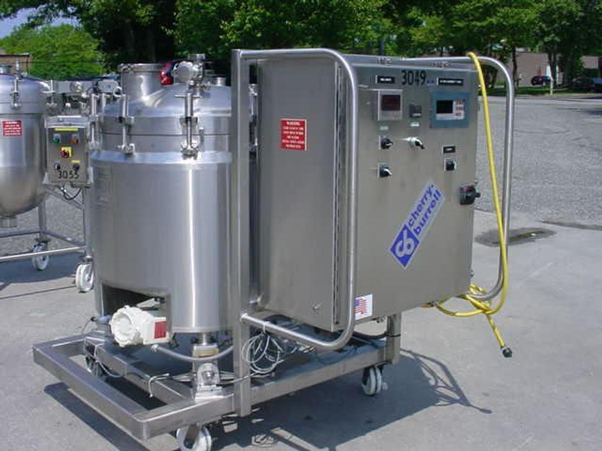 Used 80 Gallon Cherry Burrell Jacketed Pressurized Vessel, High Speed Disperser Head, 316 Ss