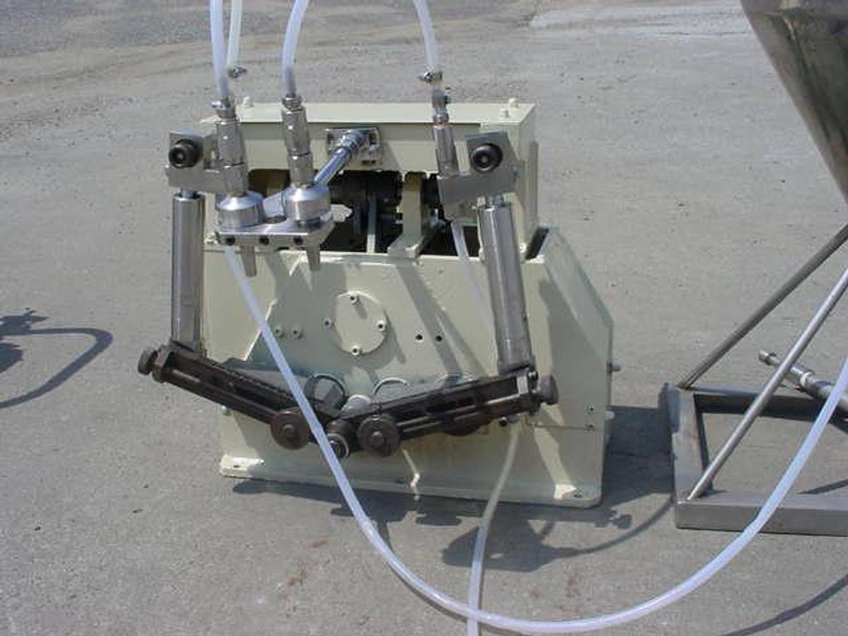 Used Two Spout Tabletop Piston Filler With Hopper