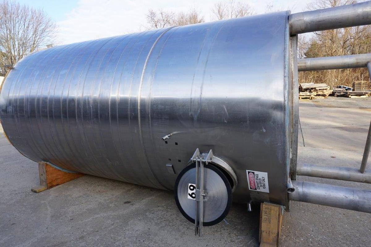 Used 3,660 Gallon Stainless Steel Jacketed Vertical Tank, Wine Use
