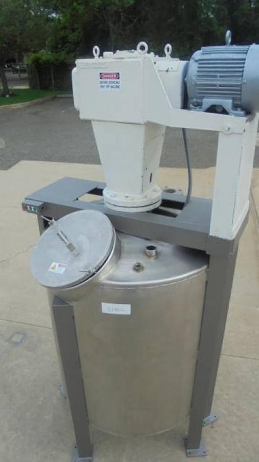 Used 350 Gallon Stainless Closed Top Vertical Mix Tank, 5HP, XP