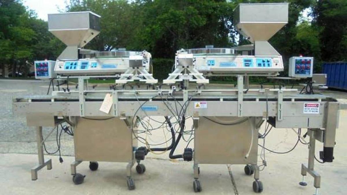 Used Pharmafill/Deitz Dual Head Tablet-Capsule Counter with Motorized Conveyor