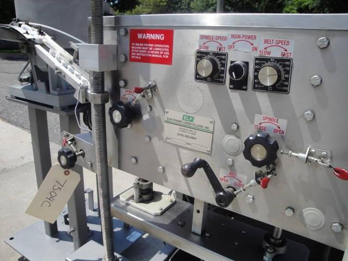 Used Elf Four Spindle Adjustable Capper With Bowl Feeder