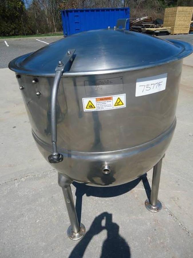 Used 80 Gallon Groen Stainless Steel Jacketed Hemispherical Kettle-