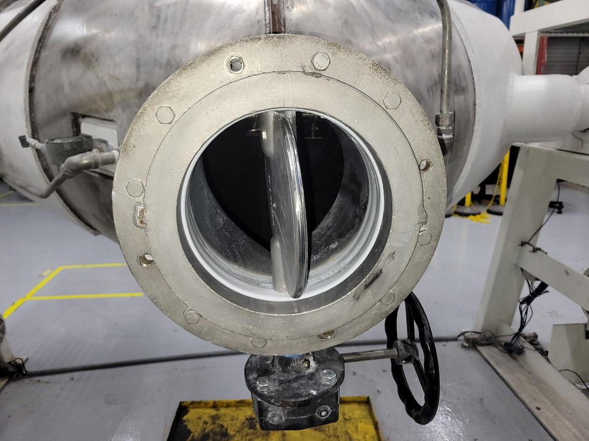 Used 75 Cu. Ft. Expert Industries Stainless Steel Twin Shell V Blender, Intensifier Bar
