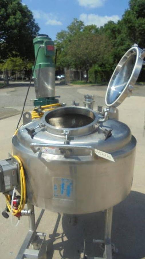 Used 150 Gallon RAS Process Equipment 316SS Jacketed Agitated Pressure Kettle/Reactor, cone bottom