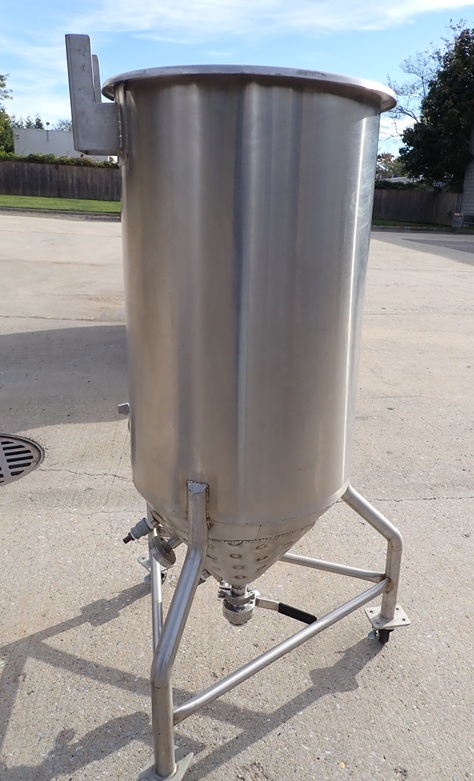 Used 60 Gallon Tank with Jacketed Cone Bottom, Portable