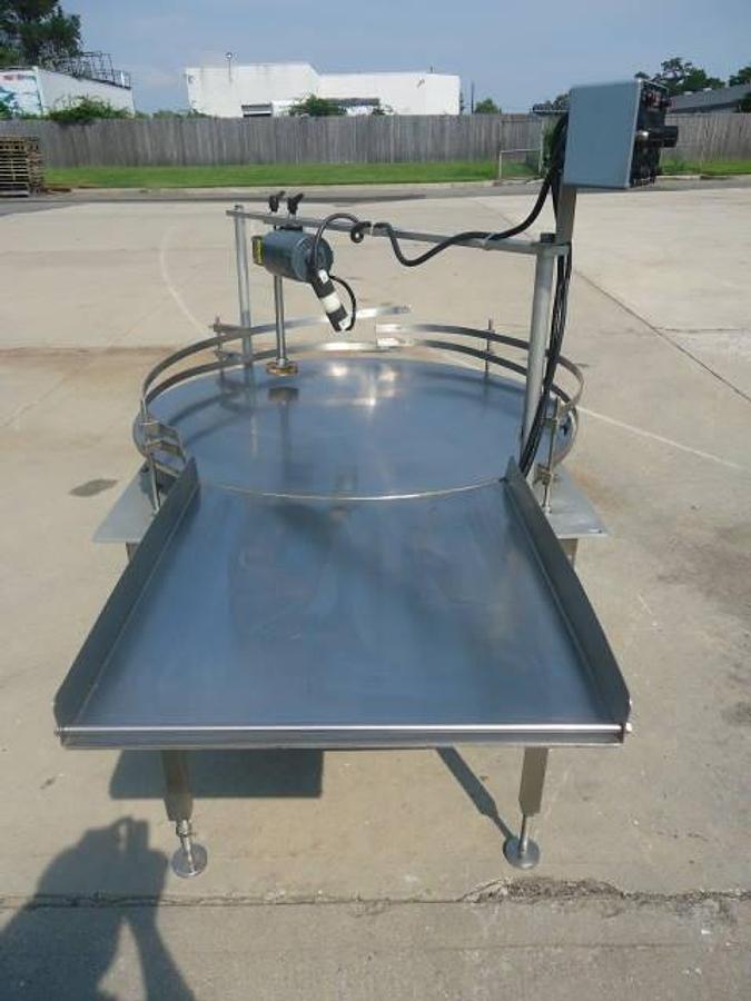 Used 36 IN. KALISH STAINLESS STEEL ROTARY UNSCRAMBLING-ACCUMULATING SHELF