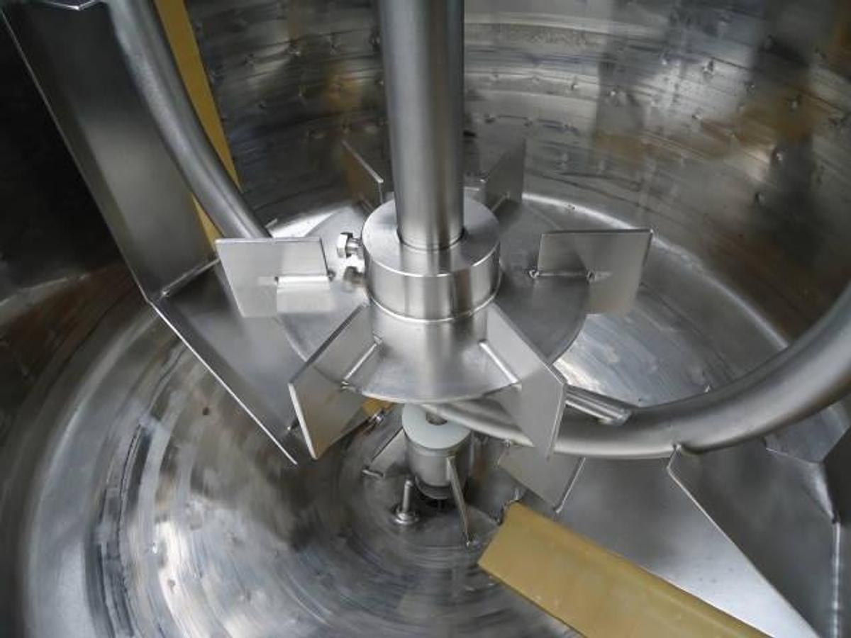 Used 100 Gallon Perma-San 316 Stainless Steel Jacketed Scraper Kettle With High Speed Turbine