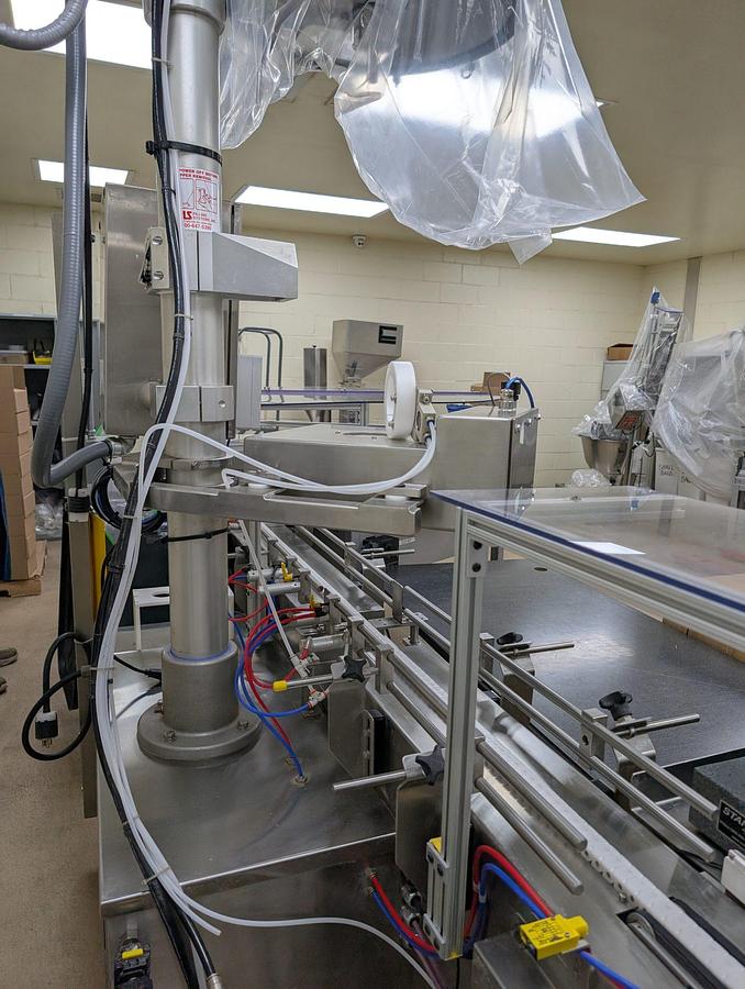 Used AMS Automatic Single Head Powder Filler, with Conveyor