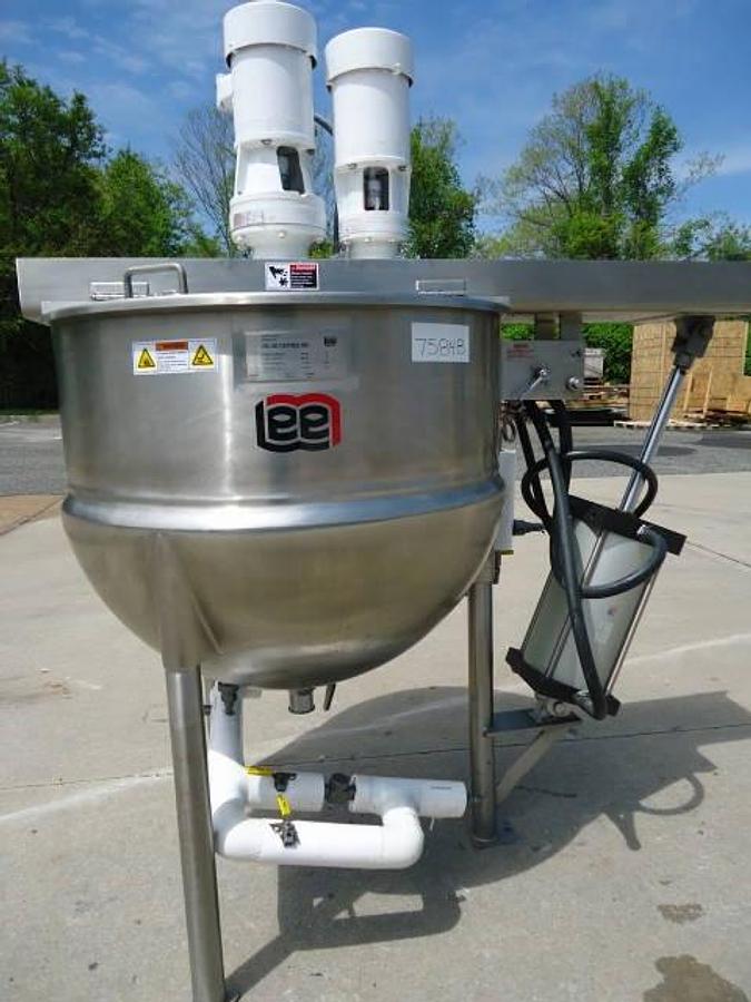 Used 100 Gallon Lee Stainless Steel Twin Action Kettle, 90 Psi Jacket