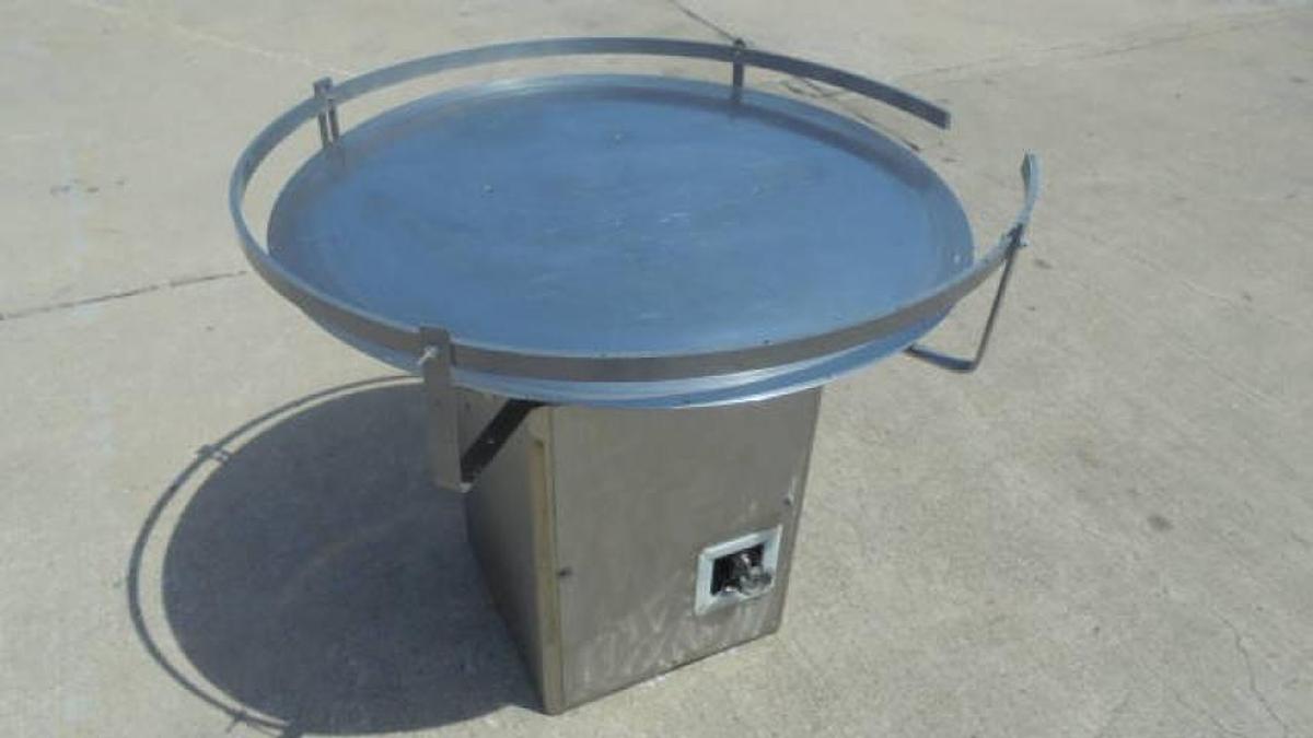 Used 36 In. Diameter J G Machine Works Unscrambling/Accumulating Table, Stainless Steel