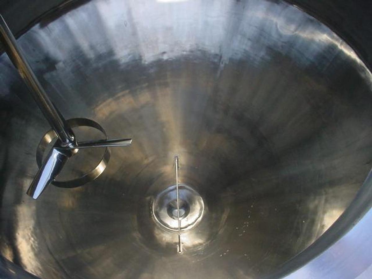 Used 150 Gallon (lee) R.a.s. Jacketed Agitated Pressure Kettle, Cone Bottom, 316 Stainless Steel