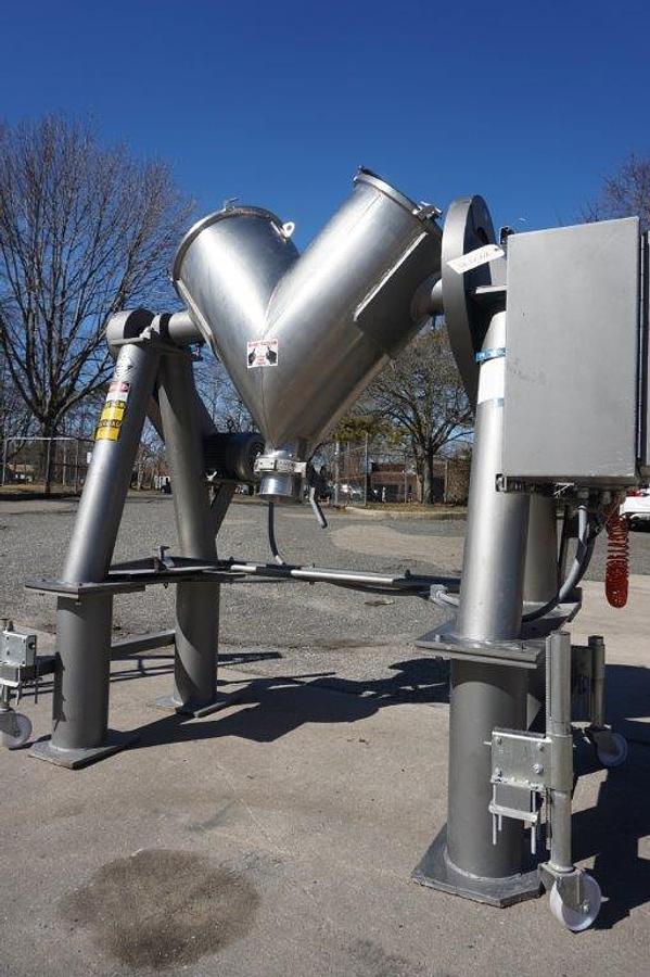 Used 5 Cu. Ft. Patterson Kelley Stainless Steel Twin Shell V blender, Intensifier Bar, 240 lb./cf density