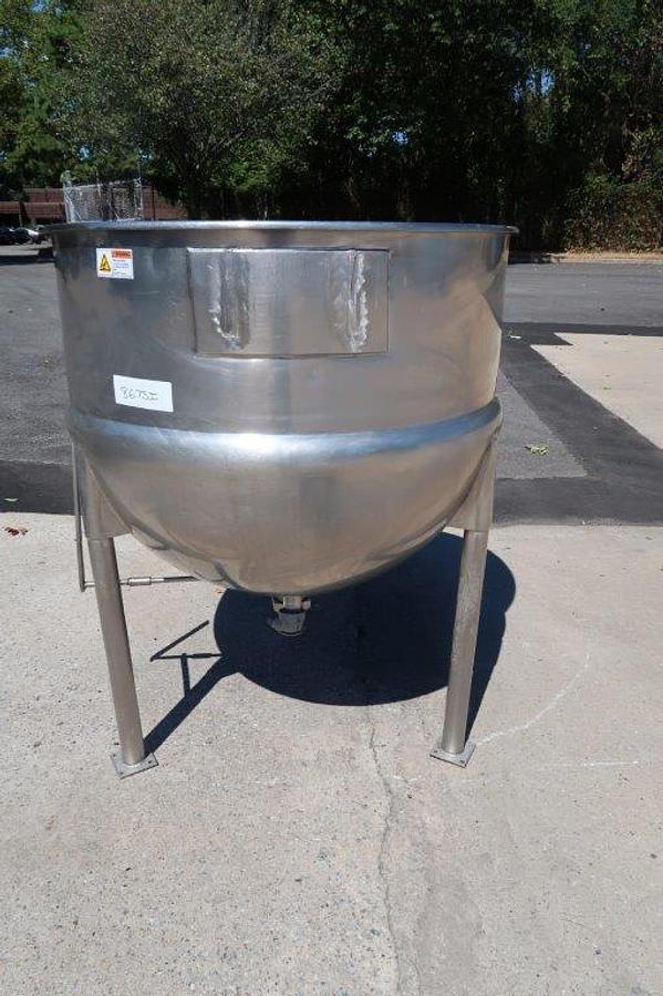 Used 150 Gallon Lee 316 Stainless Jacketed Hemispherical Kettle, 3 In. Tri-Clamp