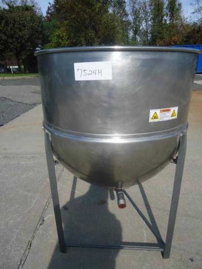 Used 80 Gallon Groen Stainless Steel Hemispherical Kettle, 40 Psi