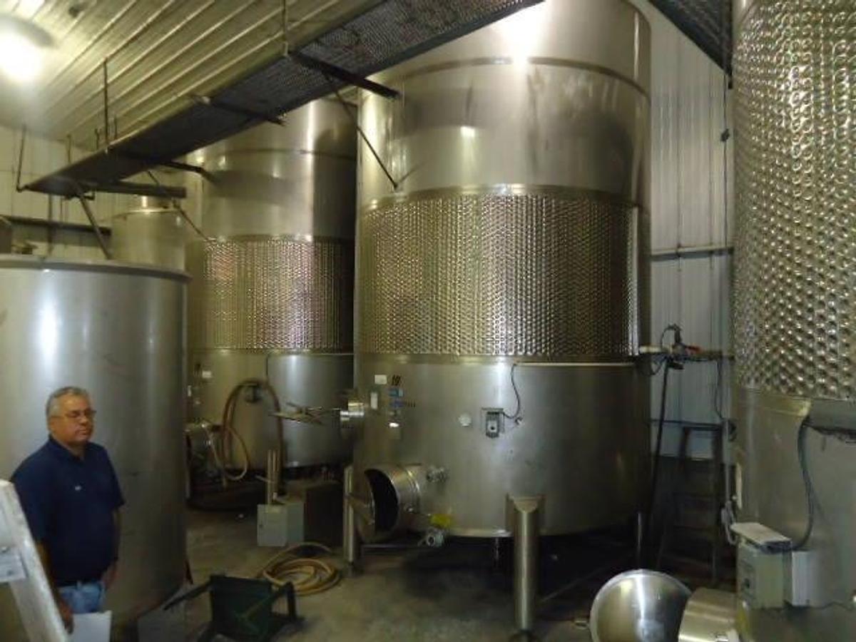Used 5,615 Gallon Zero Manufacturing Stainless Dimple Jacketed Vertical Closed Tanks (2)