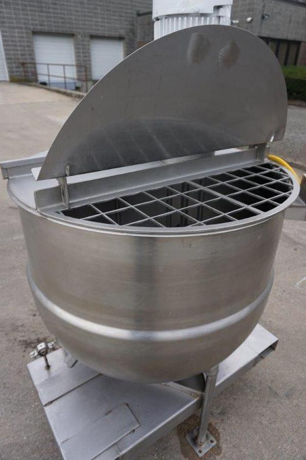 Used 100 Gallon B H  Hubbert Jacketed Kettle With 5 HP Homogenizing Mixer