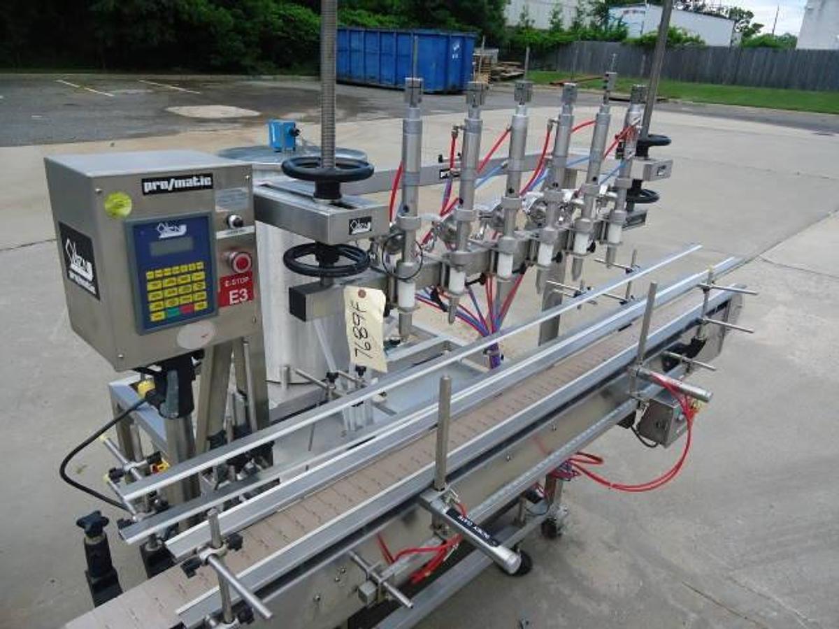 Used Oden Pro/Matic Six Head Automatic Filler, Stainless Steel