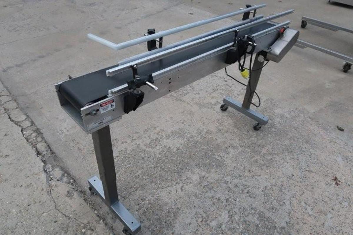 Used 7.5 In. Wide X 65 In. Long Motorized Belt Conveyor, Varispeed